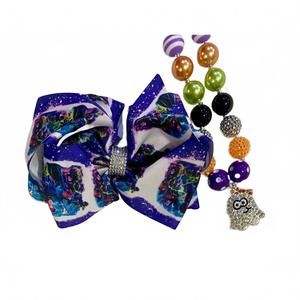 NEW KIDSCHARM girls hocus pocus halloween double layer hair bow in multi